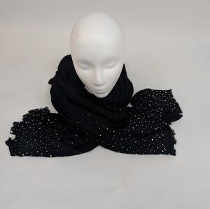 NWT Black Sheer Scarf With Gold Brass Sparkles 79 Inch [225]